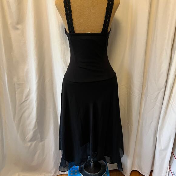 Y2K Sangria black chiffon asymmetrical halter style empire waist midi balletcore - Picture 4 of 14
